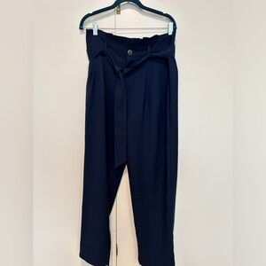 Navy Madewell Paperbag Dress Trousers